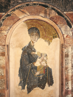 Istanbul, S. Salvatore in Chora, esonartece, pilastro tra seconda e terza campata, La Vergine col Bambino