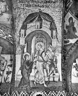 Istanbul. S. Salvatore in Chora, endonartece, arco trasversale tra la prima e la seconda campata, metà occidentale, Giuseppe conduce Maria nella propria casa