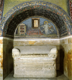 Ravenna, Galla Placidia, lunetta del martirio di san Lorenzo