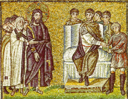 Ravenna, S. Apollinare Nuovo, Cristo davanti a Ponzio Pilato