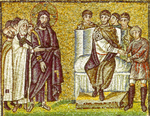decorazione musiva parietale di S. Apollinare Nuovo, Cristo davanti a Ponzio Pilato