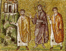 Ravenna, S. Apollinare Nuovo, I discepoli in cammino verso Emmaus