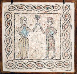 Ravenna, S. Giovanni Evangelista, Donna che porge un fiore all'amato