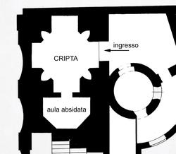 Ravenna, pavimento musivo di S. Severo, Cripta Rasponi, pianta della cripta