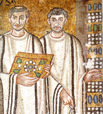 decorazione musiva parietale di S. Vitale, Giustiniano e il suo seguito