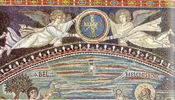 Ravenna, S. Vitale, presbiterio, Angeli con croce apocalittica