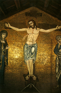Torcello, S. Maria Assunta, controfacciata, timpano, Crocefissione